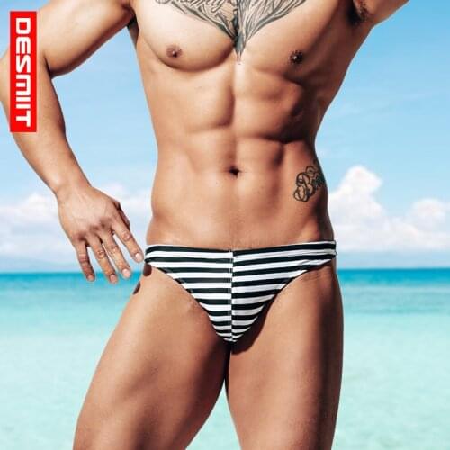 T-Shaped G-String Briefs Sexy Breathable Tanga Thong Lingerie Mens Underwear Fashion Striped Short Male Personalized Gay Trunks