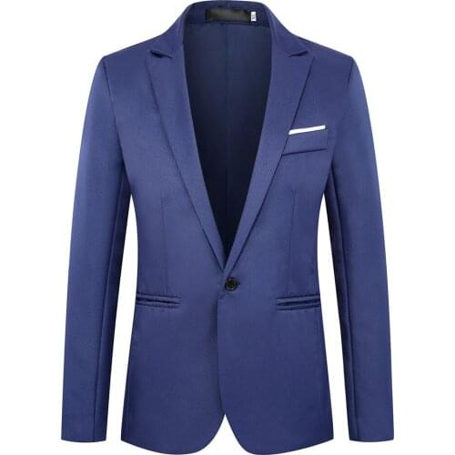 Spring Korean Style Mens Casual Suit Fashion Slim Solid Color Men Blazer Male