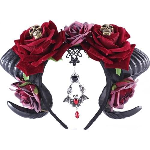 Demon Evil Horn Headwear Cosplay Props Women Halloween Accessories Hairpin Evil Gothic Lolita Sheep Horn Headband