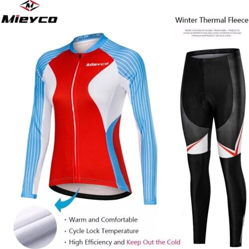 Women Winter Thermal Cycling Clothing 2019 Hot Long Sleeve Cycling Jersey Set Ropa Ciclismo MTB Bike Maillot Bicycle Wear