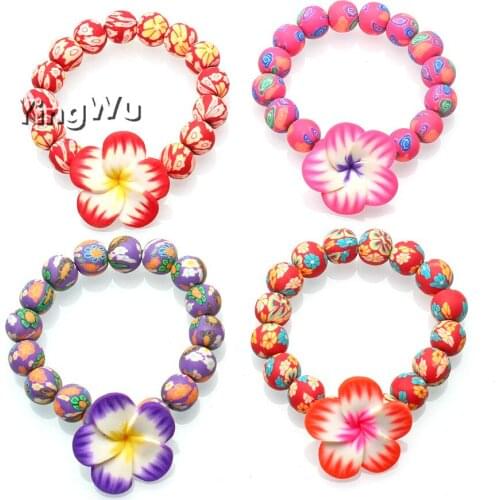 Women Ladies Colorful Polymer Clay Beaded Bracelet Flowers Bangle Bohemian Beads Bracelet