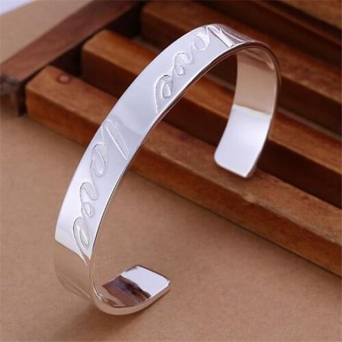 KN-B014 Wholesale Silver Color Bangle Bracelet Factory Price 925 Free Shipping New Arrival Fashion Jewelry Love Bangle /aevaiwc