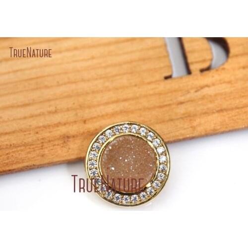 10Pcs Crystal Clear Zircon Micro Inserts Gold Plating Circle Jewelry Findings Beads Copper Jewelry Findings Beads 13mm BE12506