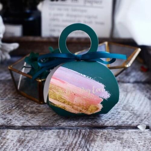 100 x Party Wedding Favors Pink/green/blue Marble Candy Boxes 'Sweet Day'' ''thank you'' Gift Box handbag Portable paper bag