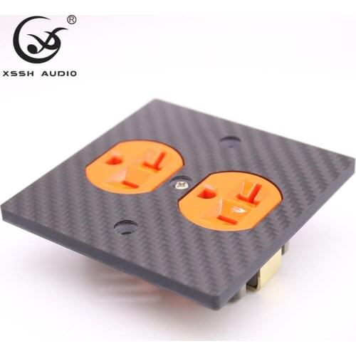 2*US KS-II # Power Socket Hi-end DIY HIFI Copper plated 24k gold 20amp 20A 125V Carbon Fiber plate power socket electric outlet