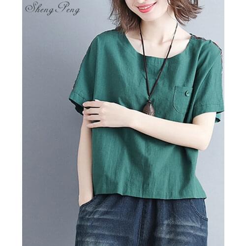 2020 Cotton Linen Vintage Cheongsam Blouse Vetement Traditional Chinese Tea Clothing Women Shirt Qipao Chinese Shirt Top V1892