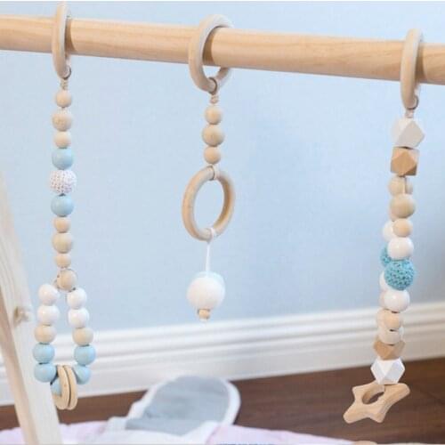 3pcs/set Nordic Wooden Baby Toys Wood Beads Hanging Ornaments Toy Kids Play Gym Frame Hanging Toy Baby Room Decoration