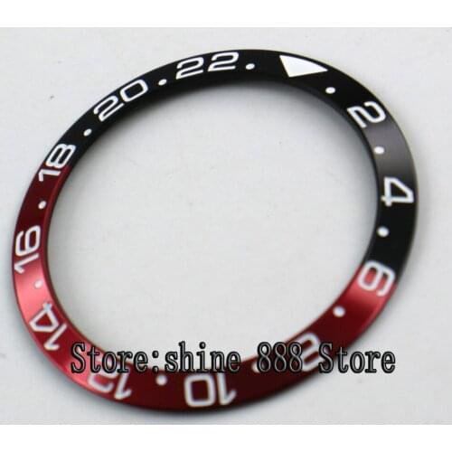 38mm high quality red & black aluminum bezel insert for 40mm GMT watch