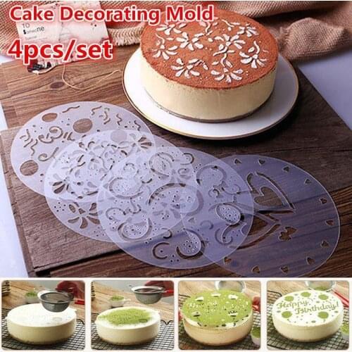 4Pcs/set Plastic Cake Stencil DIY Cake Decorating Chocolate Spray Mold