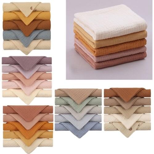 5pcs/Set Square Cotton Baby Face Towel Handkerchief Soft Absorbent Gauze Baby Towel Kids Feeding Bibs Burp Cloths 30x30cm