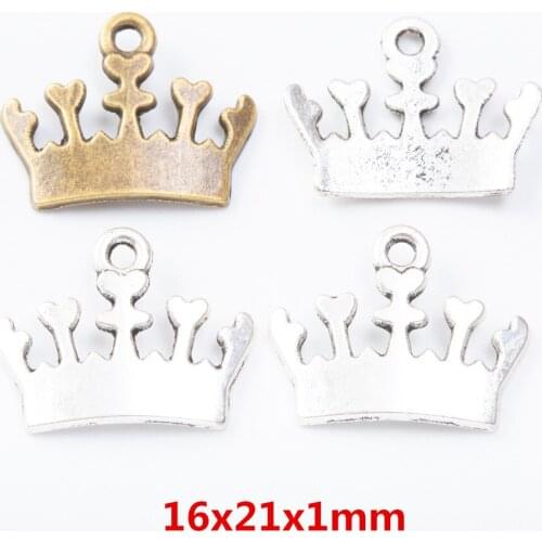 50 pieces of retro metal zinc alloy Crown pendant for DIY handmade jewelry necklace making 7348B