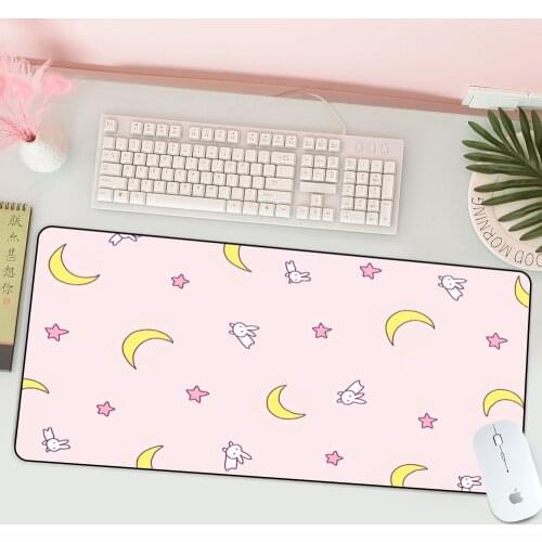 Large Anime Pink Mousepad Gamer Cute Kawaii XL Gaming Mouse Pad Rubber Otaku Locking Edge Big Fashion Laptop Notebook Desk Mat