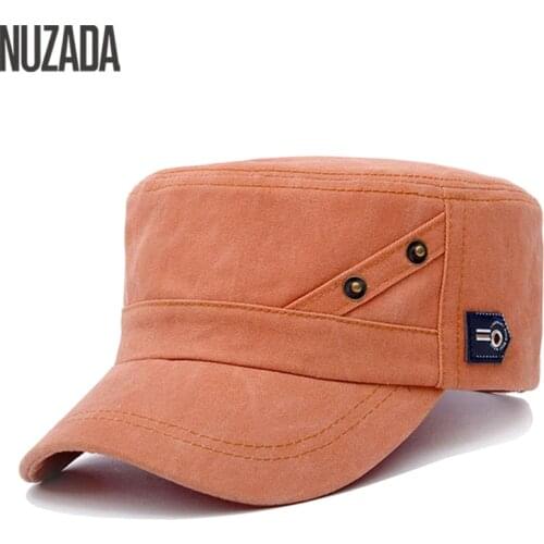 Brands NUZADA 2017 Summer Autumn Men Women Unisex Flat Top Cap Military Hats Classic Vintage Cotton Visor Hat pdd-001