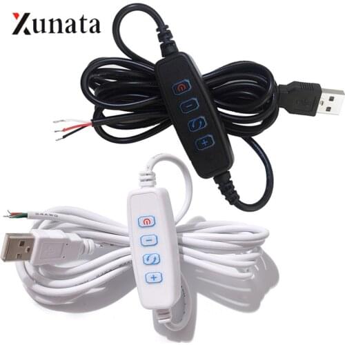 DC 5V 2M LED Dimmer USB Port Power Supply Line Dimming Color-matching Extension Cable with ON/OFF Switch Adapter for LED Lamp