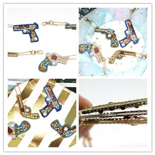 DIY Keychain Diamond Painting Cake Ice Cream the gun elephant Key Ring Gift Rhinestone Diamond Bag Keyring for Girls Best Gifts