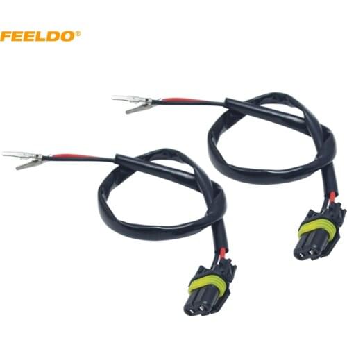 LEEWA 2PCS Car H11-Pin Kits To 9005/9006 Female Power Cable HID Conversion Kit Xenon Lamp Bulb Power Wire Harness Plug #5979