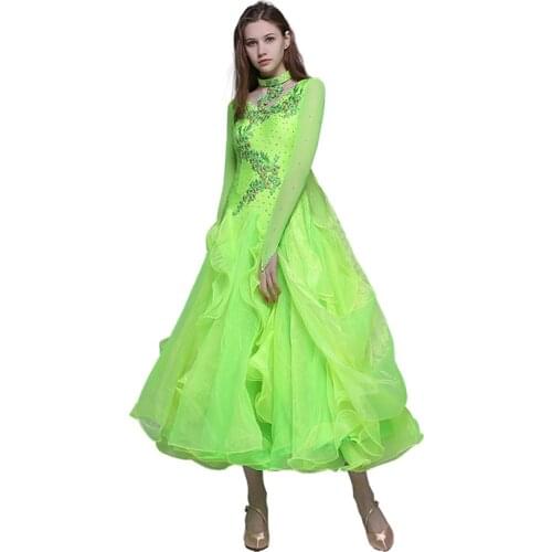 Fluorescent green Ballroom dance costumes sexy ballroom dance dress for women ballroom dance competition dresses Waltz Tango Cos