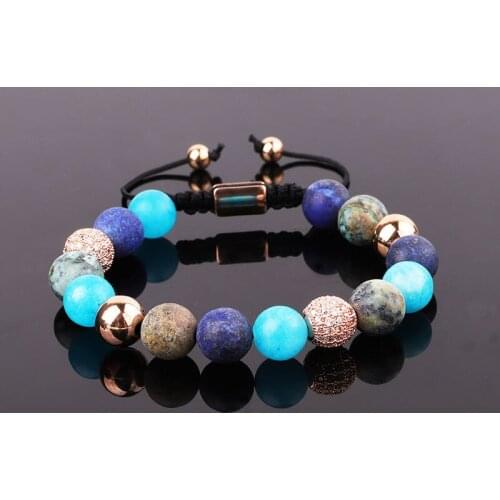 Jaravvi New Design 10mm Matte Gemstone Jewelry Blue Jade Lapis Beads Custom Friendship Bracelet For Women