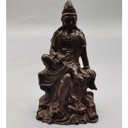 China brass archaize Guanyin bodhisattva crafts statue