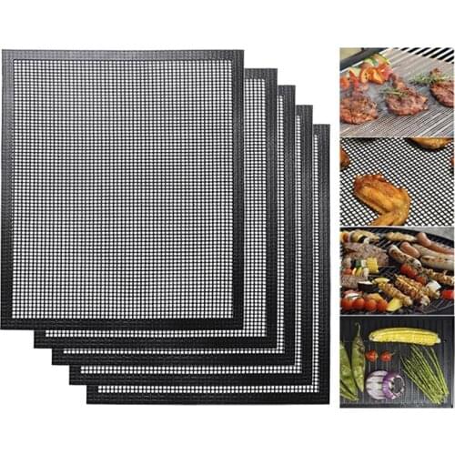 3-piece Set of High Temperature Resistant Silica Gel Baking Pad Barbecue Pad Hollow Mesh Grill Mat PTFE Barbecue Net BBQ Tools