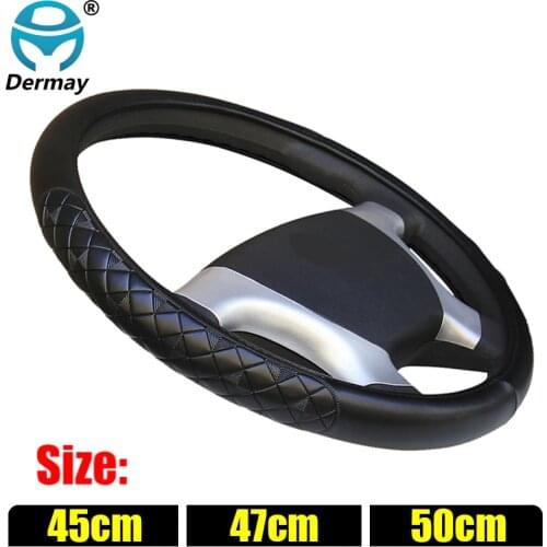 Large Size 45cm 47cm 50cm Car Steering Wheel Cover Micro Fiber Leather Lattice Embossing Non-slip For Car Bus Truck High Quality