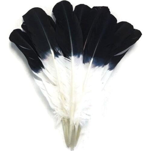 Turkey Wing Quill Feather Black Tipped Imitation 10-12"/25-30cm Eagle Feathers for Crafts Jewelry Making DIY Carnaval Assesoires