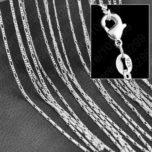 Hot Sale Popular 925 Sterling Silver Figaro Necklace Chain With Lobster Clasps Set High Quanlity Cheap Price 10PCS C07