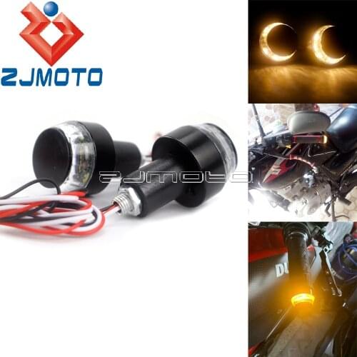 Motorcycle 7/8" Handlebar Grip LED Turn Signals Blinkers w/ Running Light Bar End Amber Turn Indicators For Honda Yamaha Suzuki