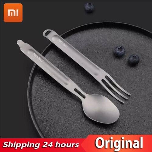 Youpin Nextool Fork Spoon Titanium/Stainless Steel Portable Cutlery Set Lightweight Travel Home 2-in-1 Tableware Easy Clean