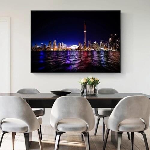 Toronto Night View Wall Pictures For living Room Modern Landscape Canvas Painting Posters And Prints Wall Art Cuadros Decoration