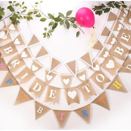 Natural Jute Burlap Pennants Diy Crafts Christmas Wedding Party Decorations Hanging Flags Festive events Party Holiday Supplies