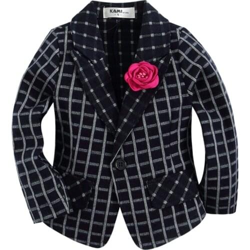 New arrival knitted cotton 100% plaid blazer for toddler girl BG151201E