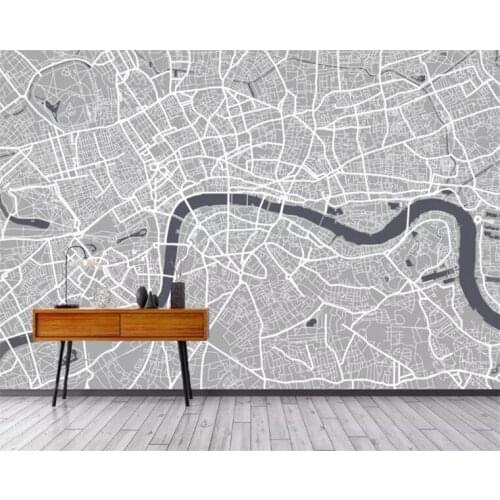 Wallpapers Youman Custom European 3d Murals Map of London Line Gray Environment Friendly Non-Woven Embossed Study Living Room