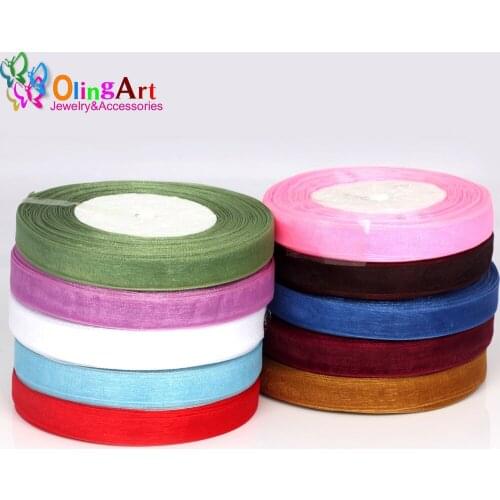 OlingArt 12mm 5M/Rolls 6rolls/lot Multicolor Rope necklace Organza Polyester Ribbon For Wedding Party Decoration Webbing 2019