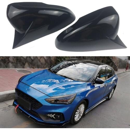 Fit for Ford Focus 2019 2020 MK4 Carbon Fiber look caps Car 3M Style Paste Gloss black rearview side exterior mirror Cover