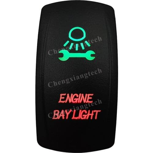 Laser-ENGINE BAY LIGHT-Car Boat Green & Red Led On Off Rocker Switch Waterproof, Overload Protection, SPST, Truck Marine Caravan