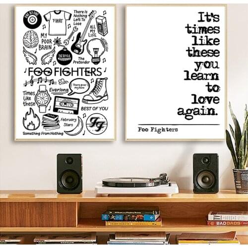 Foo Fighters Song Lyrics Posters and Prints Music Wall Pictures Inspiration Poetry Quotes Art Canvas Painting Home Room Decor