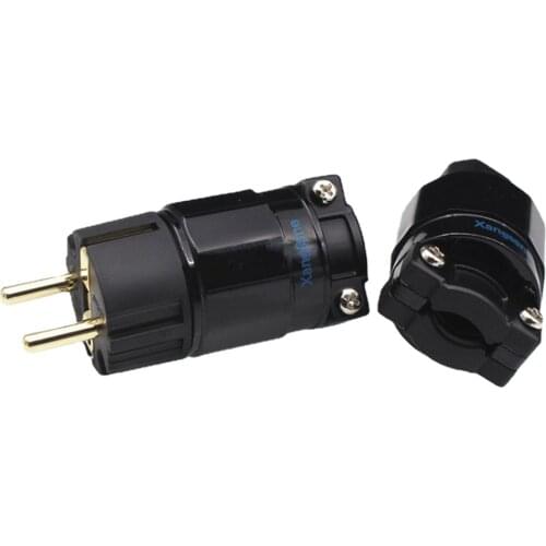 A pair Gold-Plated EU Power Plug & IEC Connector for DIY power cable Amplifier HiFi Audio 250V 15A