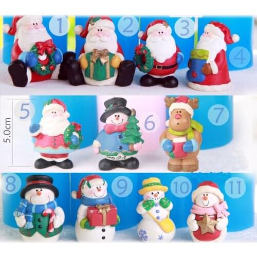Christmas Mould 3D Snowman Elk Shape Mould Silicone Mold Chocolate Mold Cute Santa Claus Soap Making Molds Aroma Stone Moulds