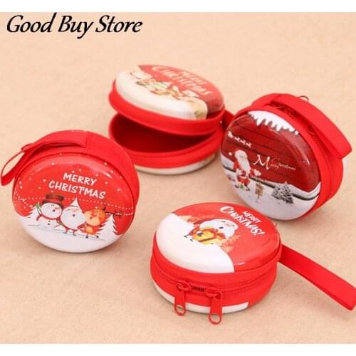 Christmas Snowman Coin Purse Mini Storage Bag Wallet Cartoon Print Round Purses Casual Mini Change Pouch Portable Package Bags