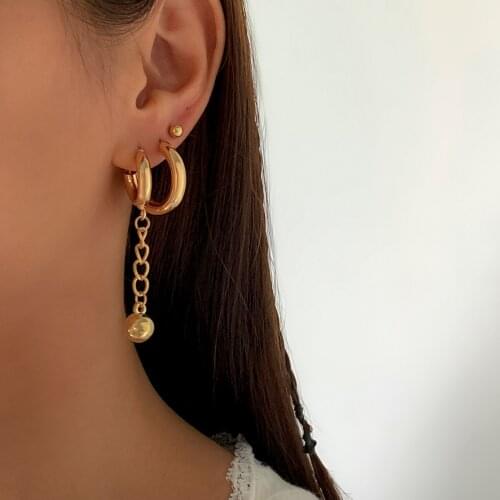 IngeSight.Z 3Pcs/Set Gold Color Ball Pendant Long Drop Dangle Earrings for Women Geometric Ear Piercing Earrings Jewelry Party