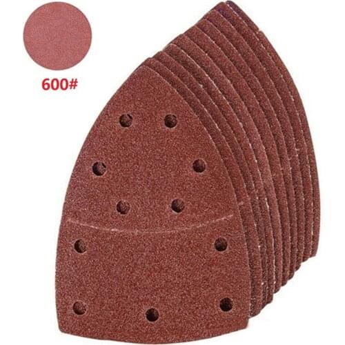 Sanding Sheets 10pcs 11 Holes Triangular Sandpaper Sanding Pad For Multi Sander Bosch PSM 160A Detail Palm Sander Grit 40-2000
