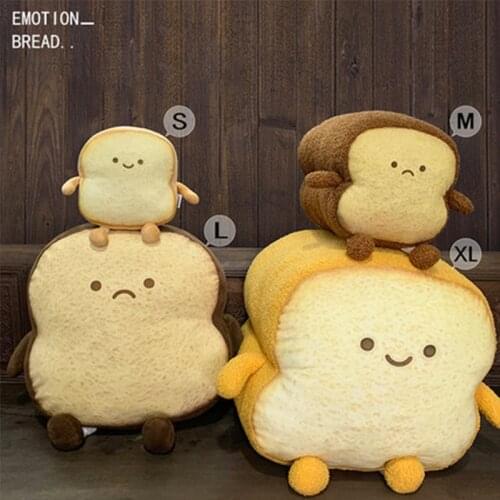 Cute Plush Emotion Bread Pillow Stuffed Food Plush Toy Sliced Bread Toy Pillow Bhoulder Bag Kids Bag