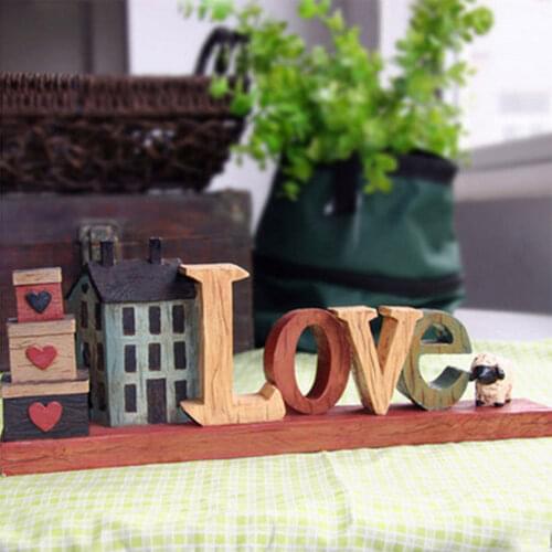 LOVE Sign Home Decor High-grade Synthetic Resin Wooden Love Block Letters Tabletop Ornament For Living Room Bedroom