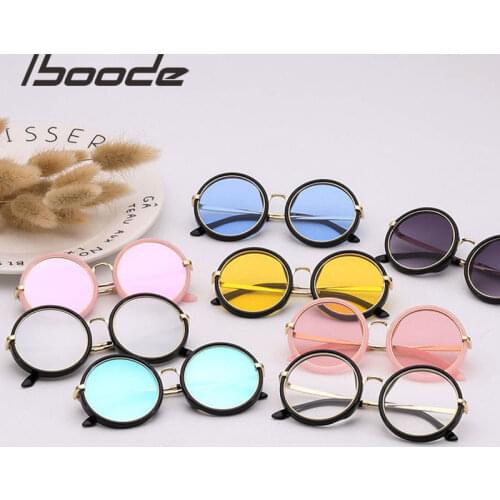 Iboode Retro Kids Sunglasses Girls Round Goggle Candy Color Lens Sun Glasses New Round Sunglasses for Boys Girls Child