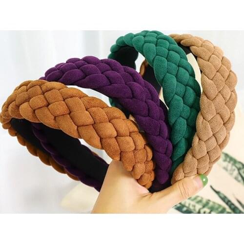 Solid Color Twist Braid Hairbands For Women Hair Accessories Broadside Bows Headbands Crown Hair Bands
