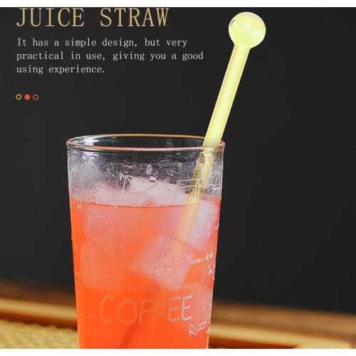 2pcs High Borosilicate Glass Round Head Drinking Straw Straight Pipet Juice Milk Tea Beverage Straw Wedding Party Supplies