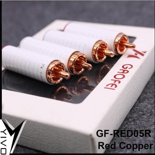 XSSH audio GF-RED05R White Shell HIFI DIY red pure copper Audio Video RCA Plug Connector Jack