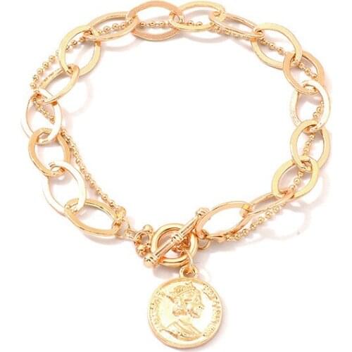 CHENFAN European and American ladies' jewelry fashion temperament oval chain wild metal portrait pendant girl bracelet for women