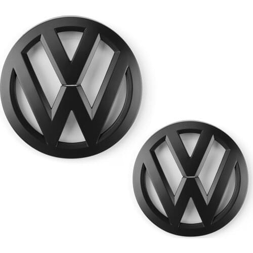 Matt Black 152mm Front Grill Badge + 112mm Rear Trunk Lid Emblem Logo for VW Volkswagen Tiguan L